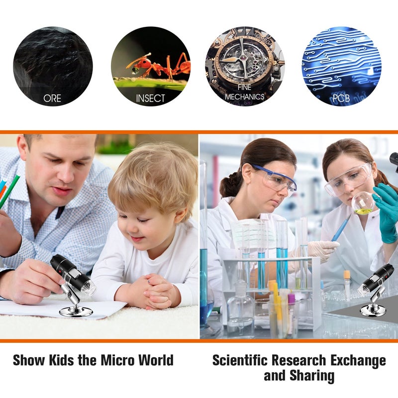 Bysameyee USB Microscope for Android/PC, 40-1000X Magnification Digital Microscope Camera Endoscope with 8 Adjustable LED Lights (Not Compatible with iPhone/iPad) - Image 5